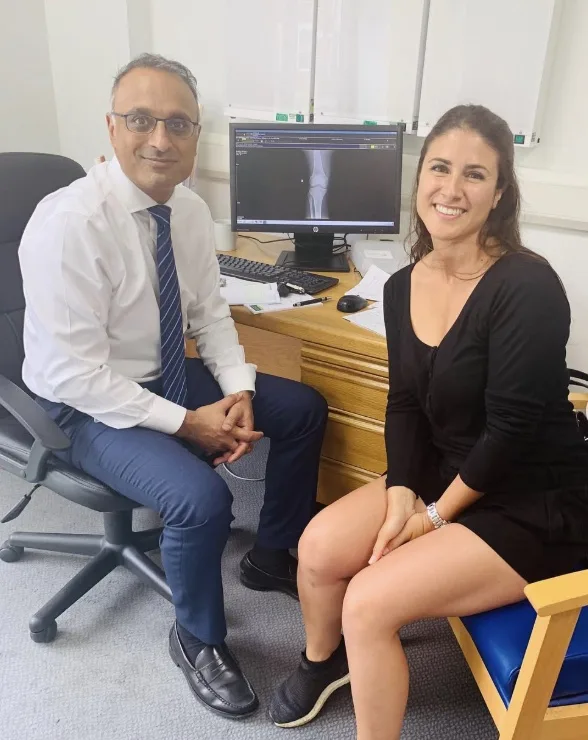 Davina with Mr Trikha at her follow-up appointment