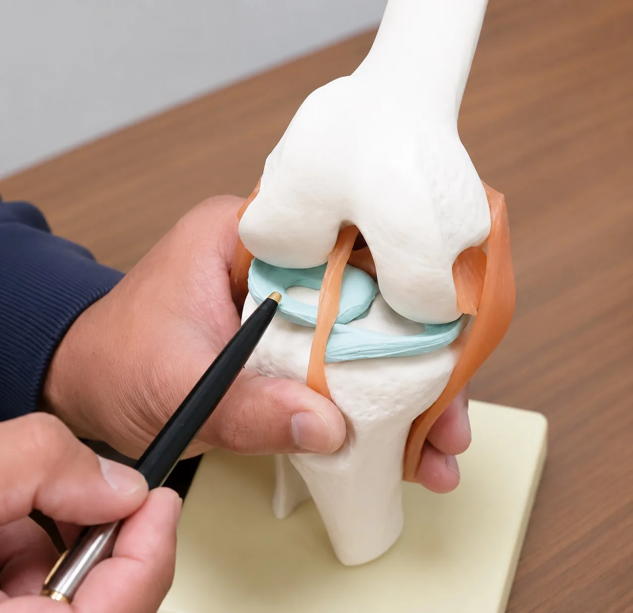 Knee model showing the meniscus and cartilage